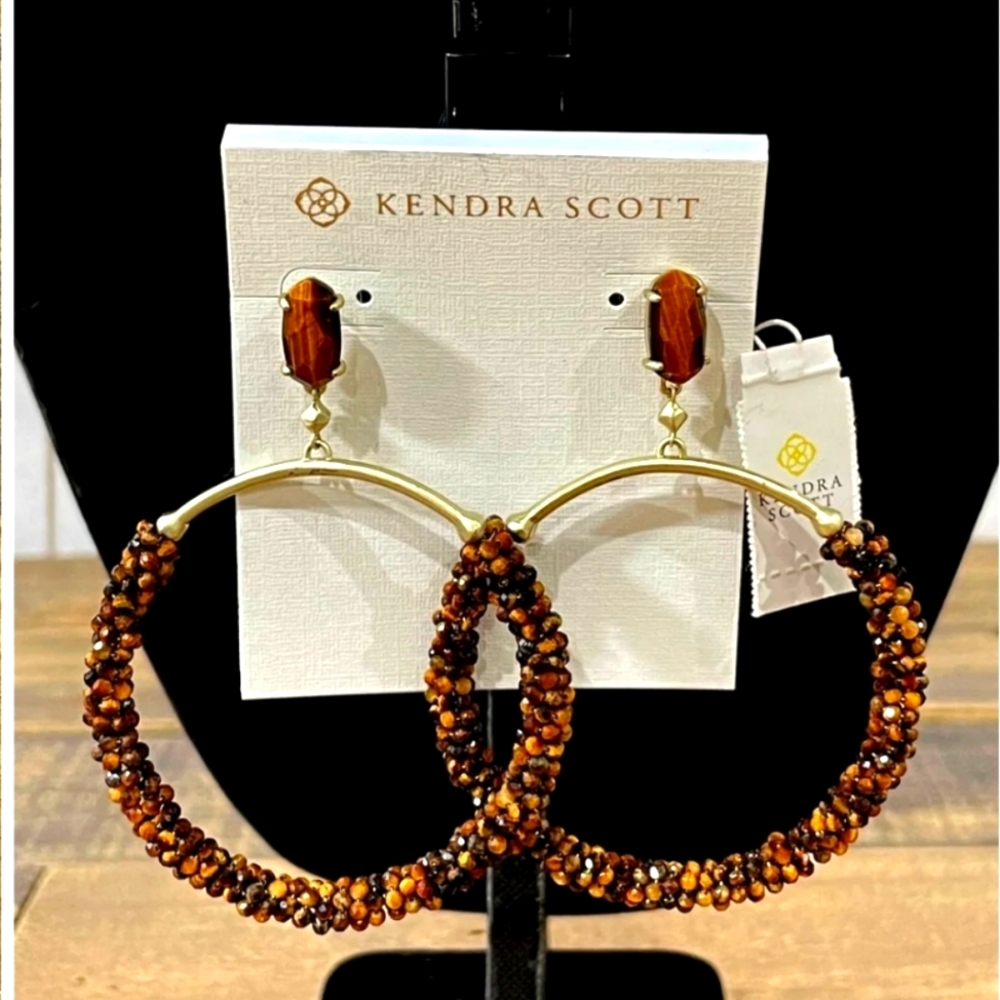 KENDRA SCOTT Tiger Eye Beaded Ring Dangle Earrings